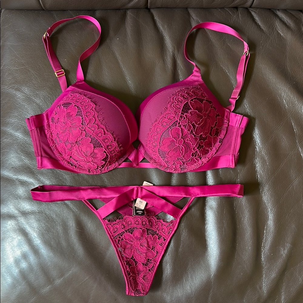 Elegant Pink Lace Bra and Panty Set